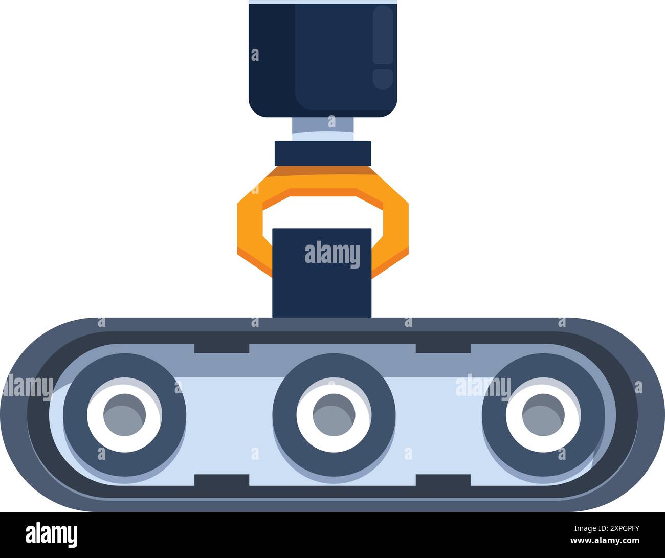 Robotic arm is moving a package on a conveyor belt system Stock Vector ...