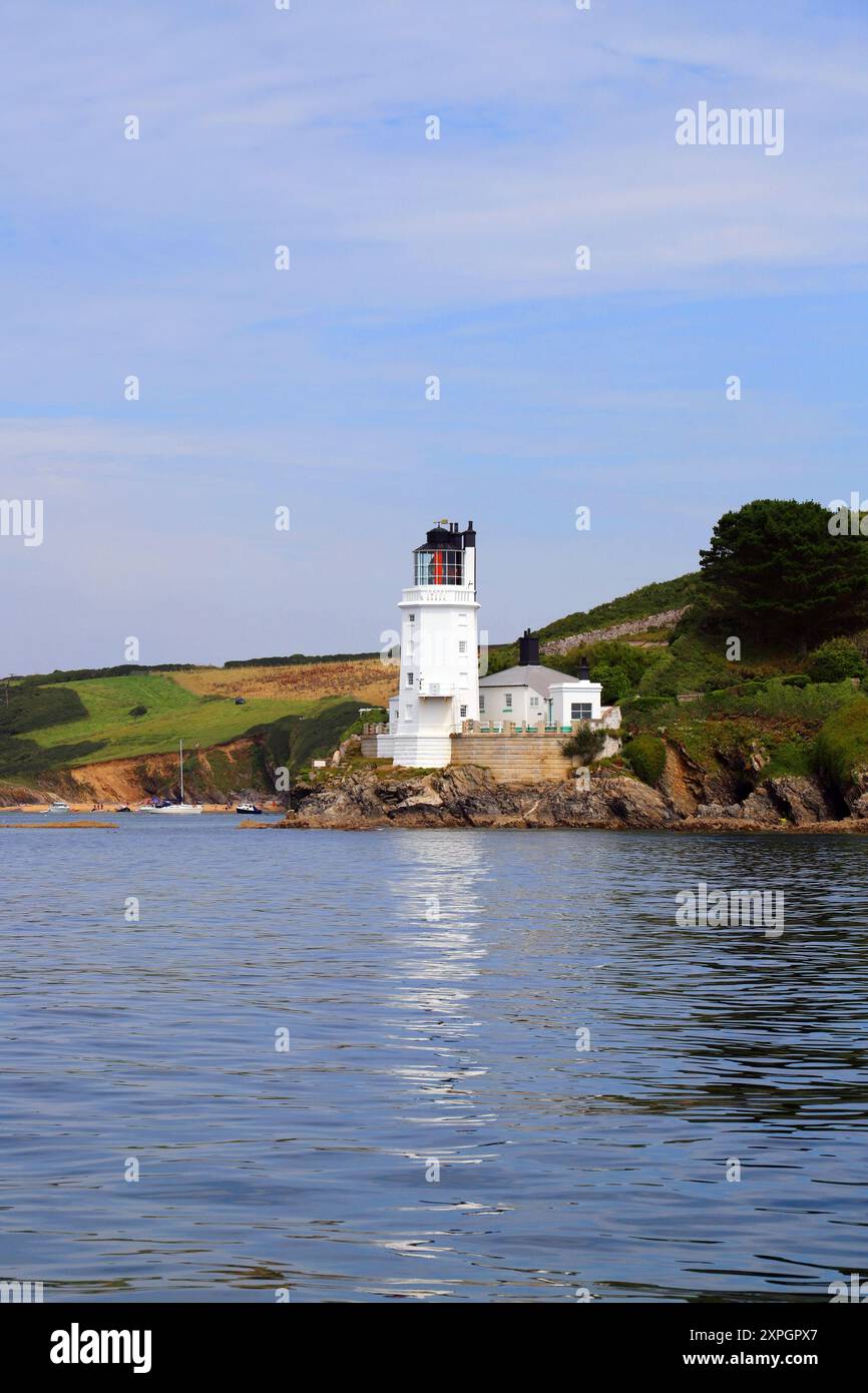 St Anthony Lighthouse at the entrance to Falmouth Harbour, Cornwall, England Stock Photo