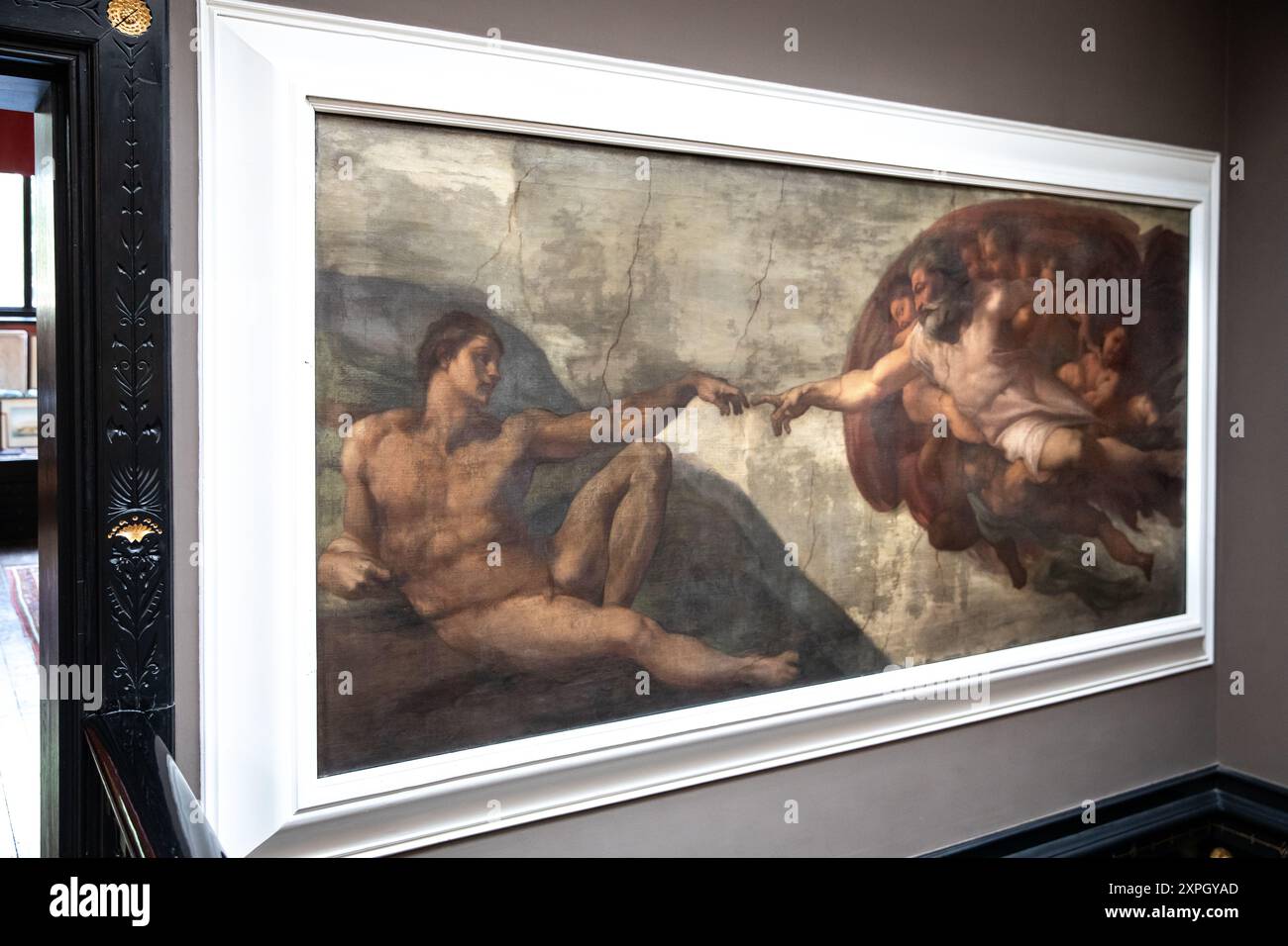 A copy of Michelangelo's Creation of Adam in Leighton House Museum, London, Uk Stock Photo