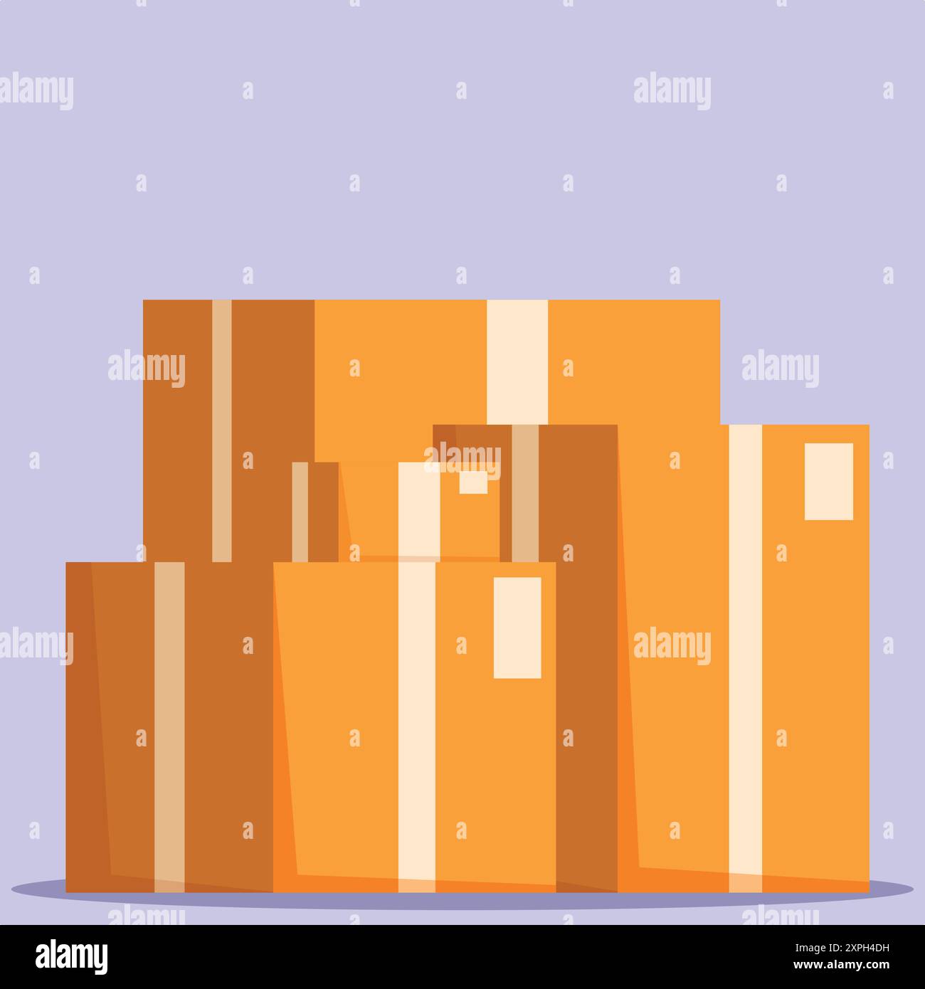 Cardboard boxes of different sizes are stacked, representing warehouse ...