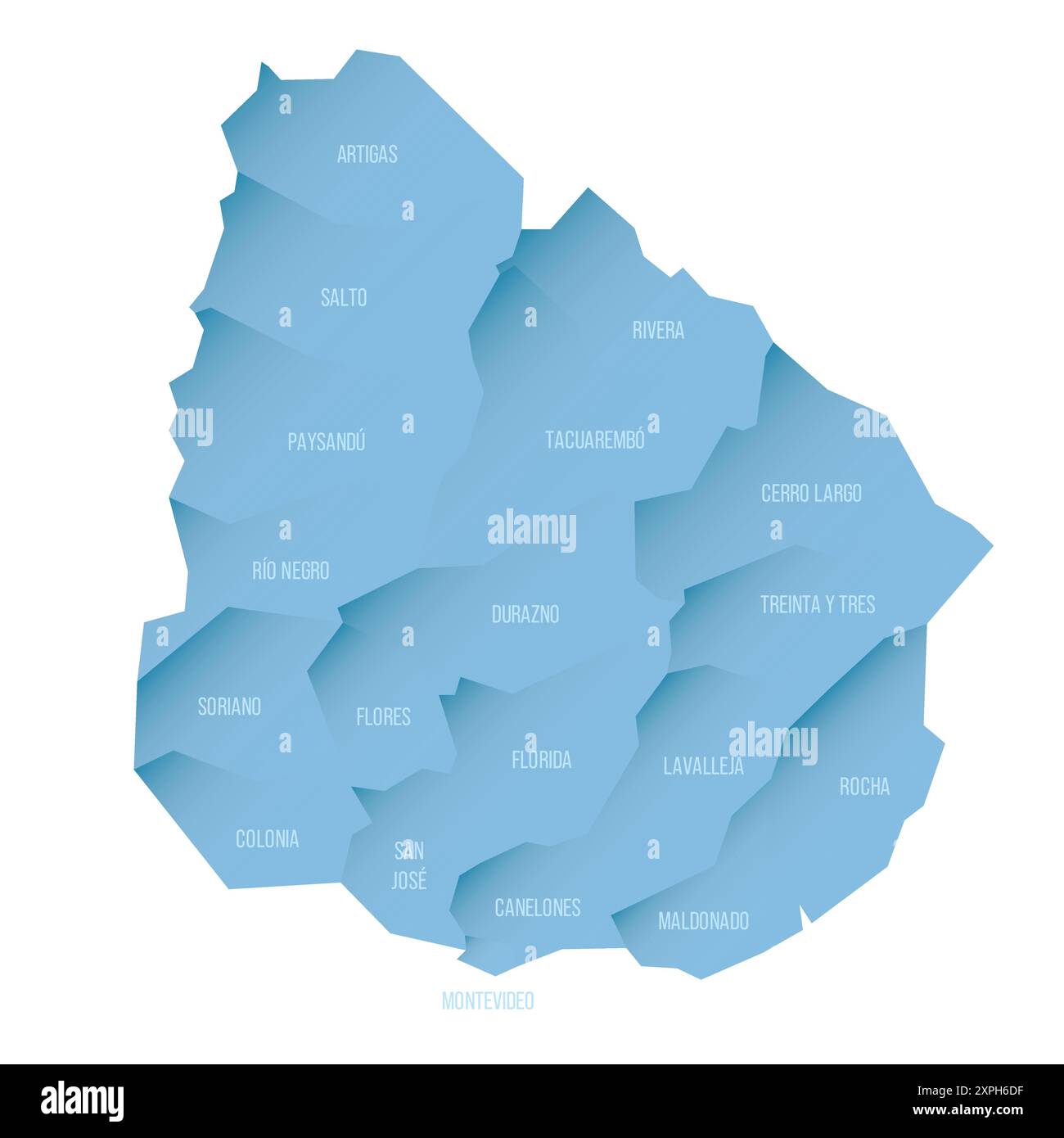 Uruguay Political Map Of Administrative Divisions Departments Shaded Uruguay Political Map Of Administrative Divisions Departments Shaded Vector Map With 3d Like Blue Gradient And Name Labels 2XPH6DF 