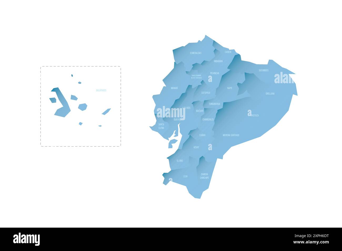 Ecuador Political Map Of Administrative Divisions Provinces Shaded Ecuador Political Map Of Administrative Divisions Provinces Shaded Vector Map With 3d Like Blue Gradient And Name Labels 2XPH6DT 