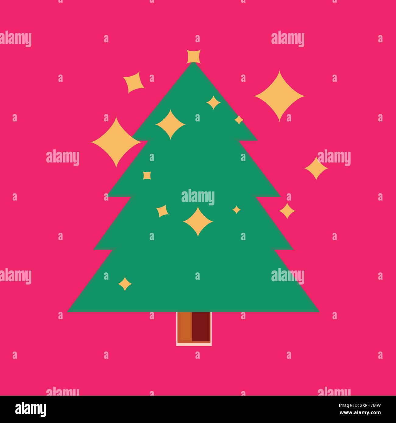 Christmas tree with lights. Festive Elements. Stock Vector