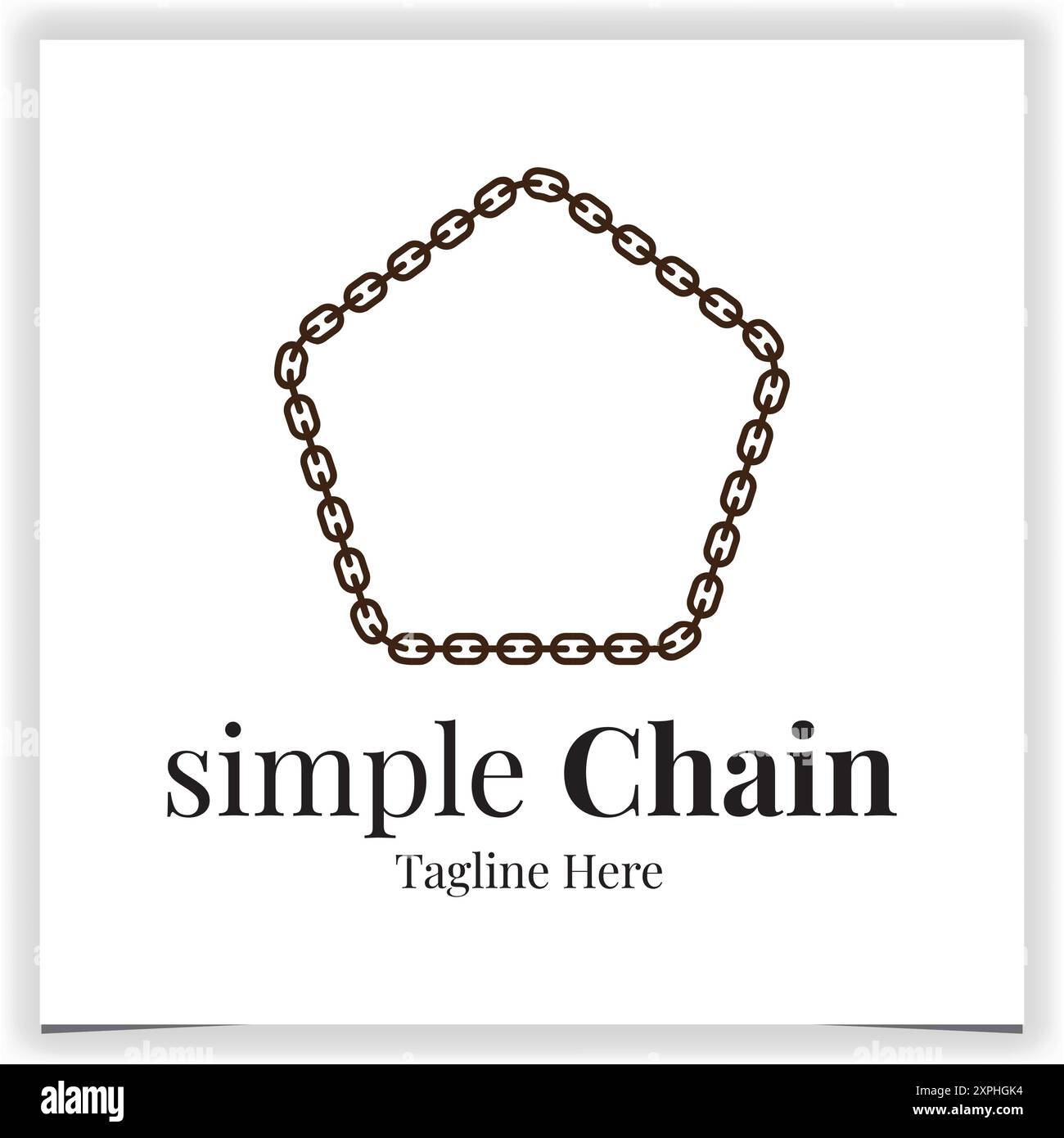 pentagonal frame chain logo template vector design Stock Vector