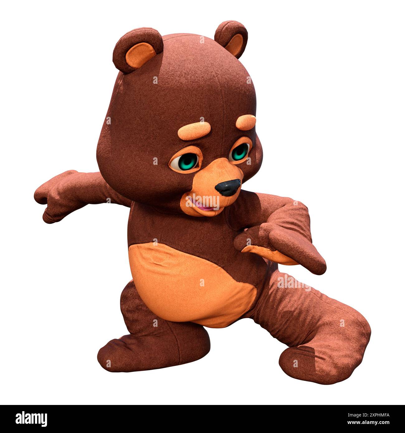 3D rendering of a teddy bear toy isolated on white background Stock ...