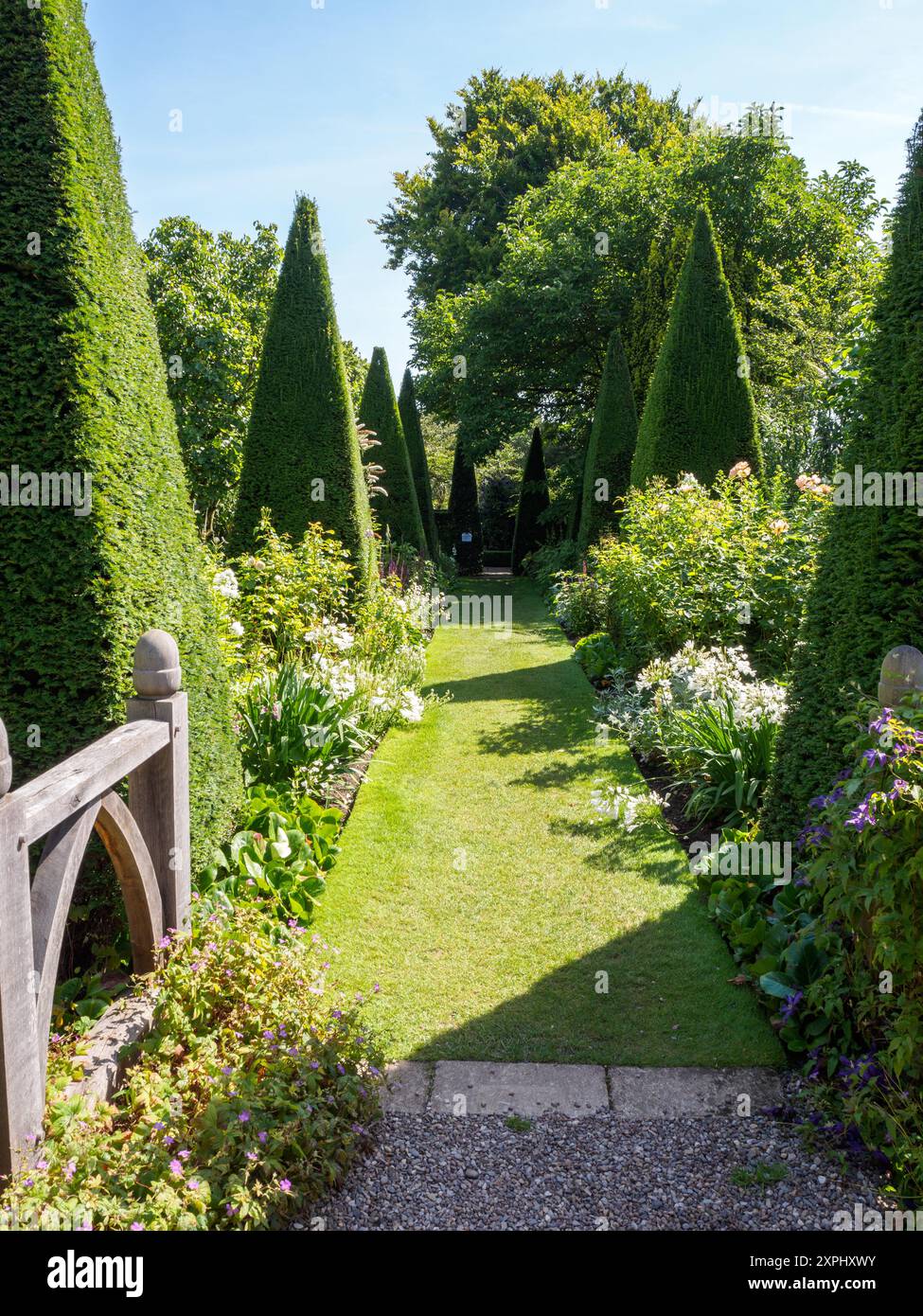 The Yew Walk, Wollerton Old Hall Garden Stock Photo