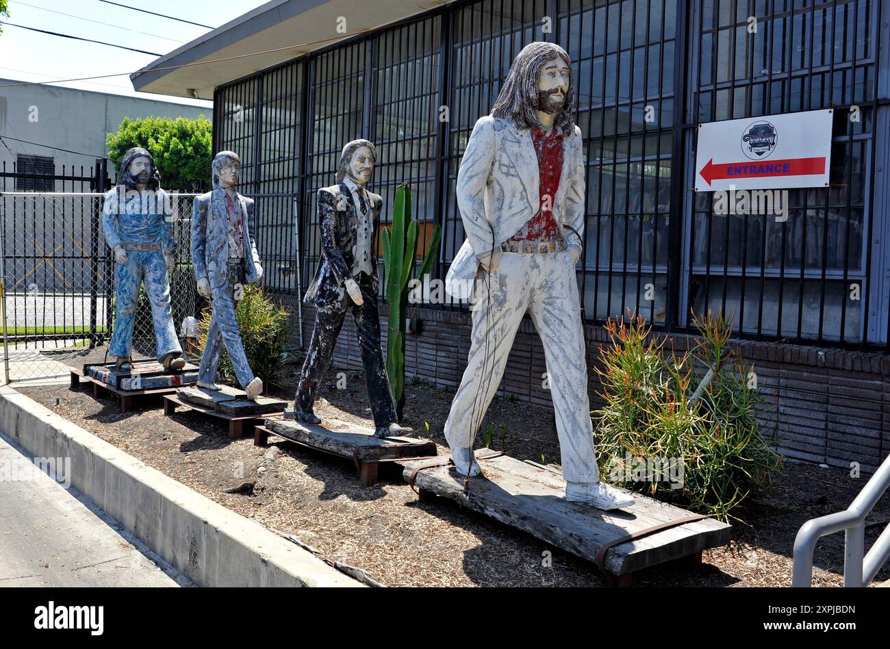 Beatles, statues, carved, wooden, folk art, sculpture, crossing, Abbey ...