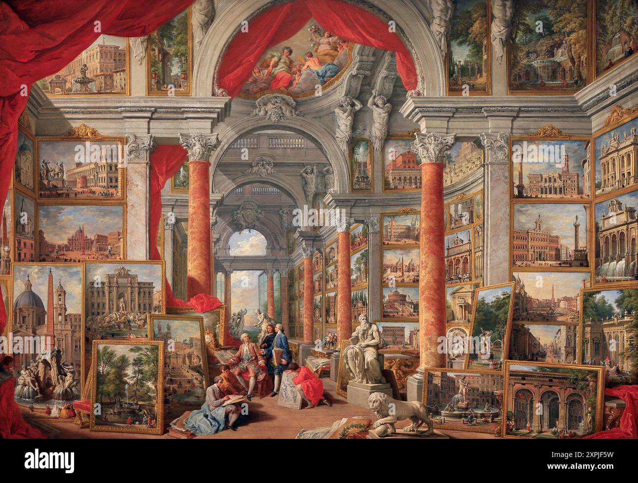 Picture Gallery with views of Modern Rome, oil canvas painted be Giovanni Paolo Pannini in Boston Fine Art museum hall, USA Stock Photo