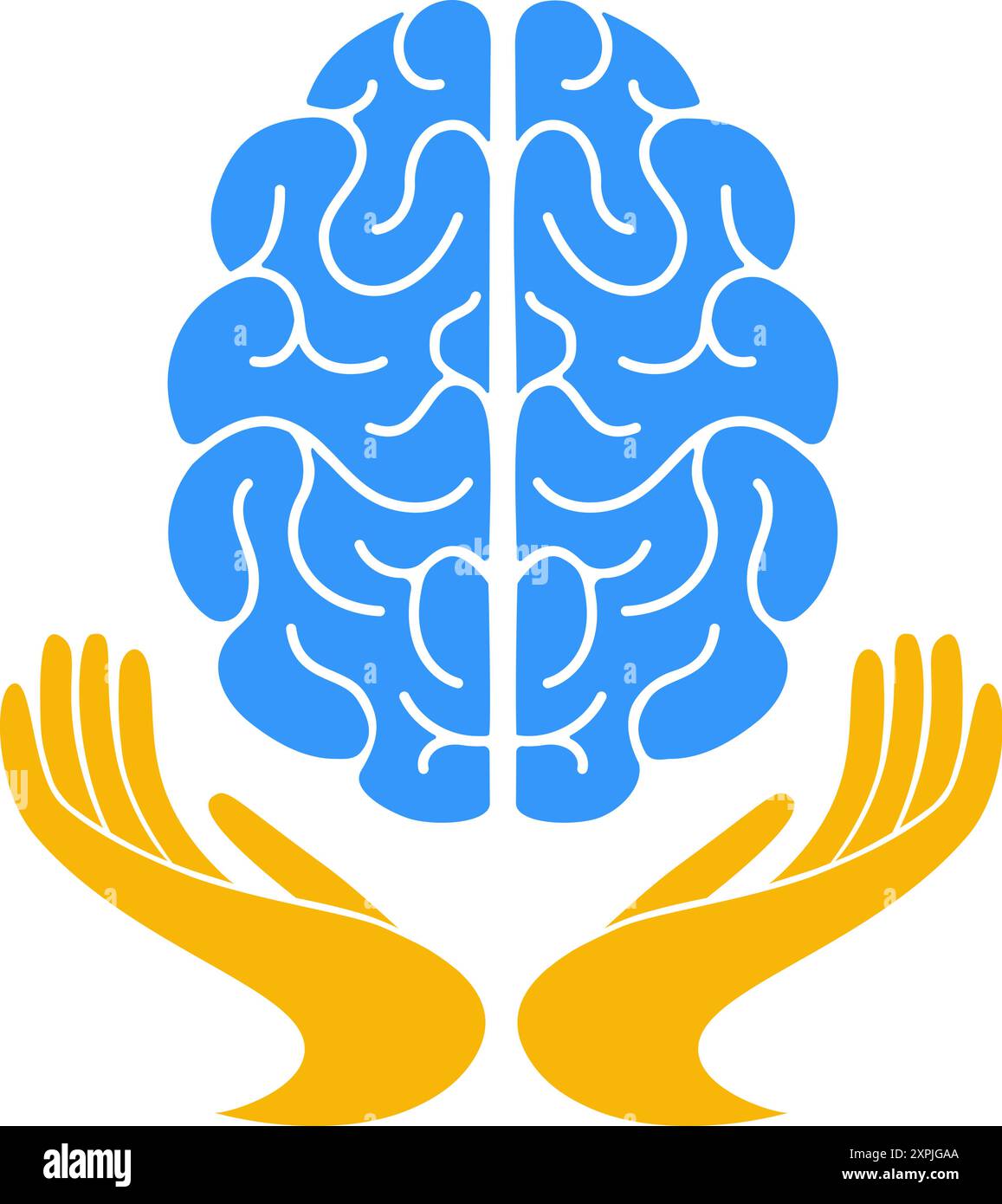 Two human hands are holds human brain Support healthy brain concept Stock Vector