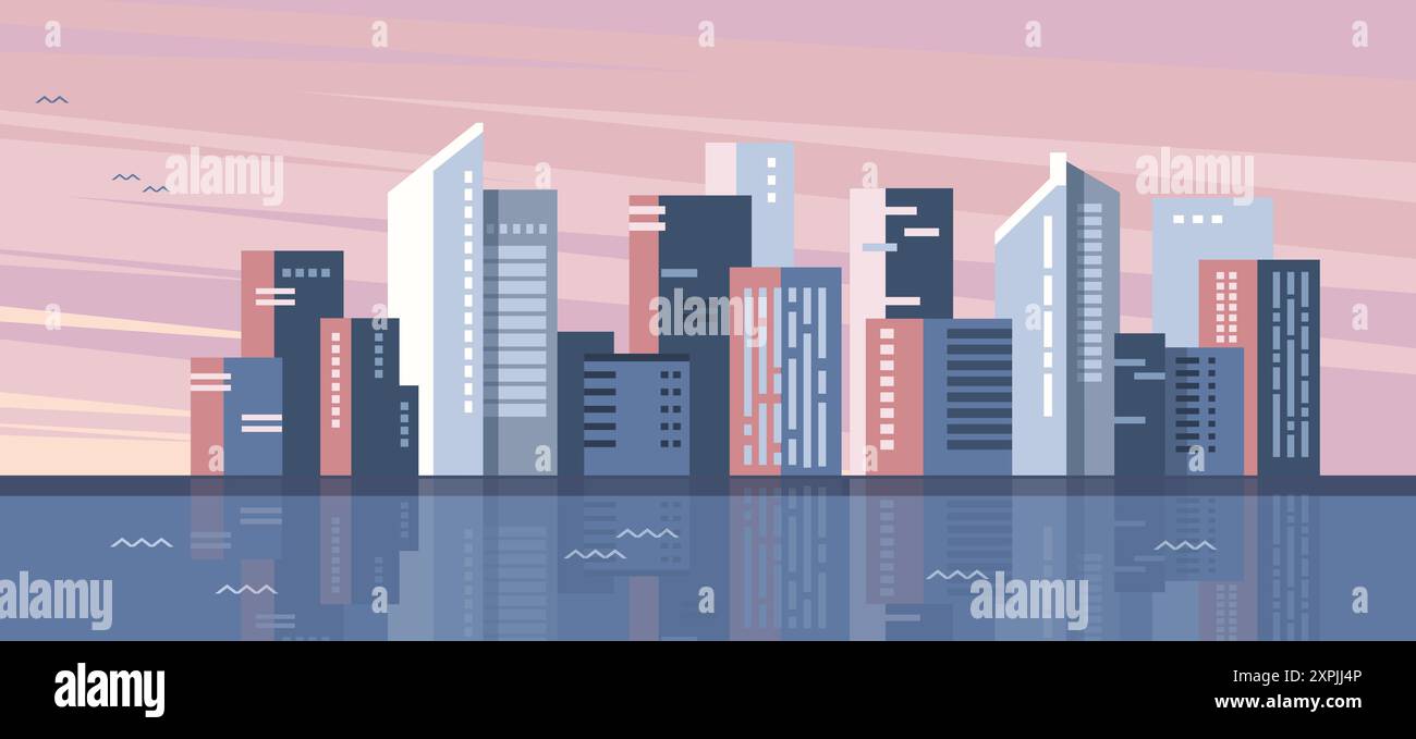 The downtown urban skyline reflected Stock Vector Images - Alamy