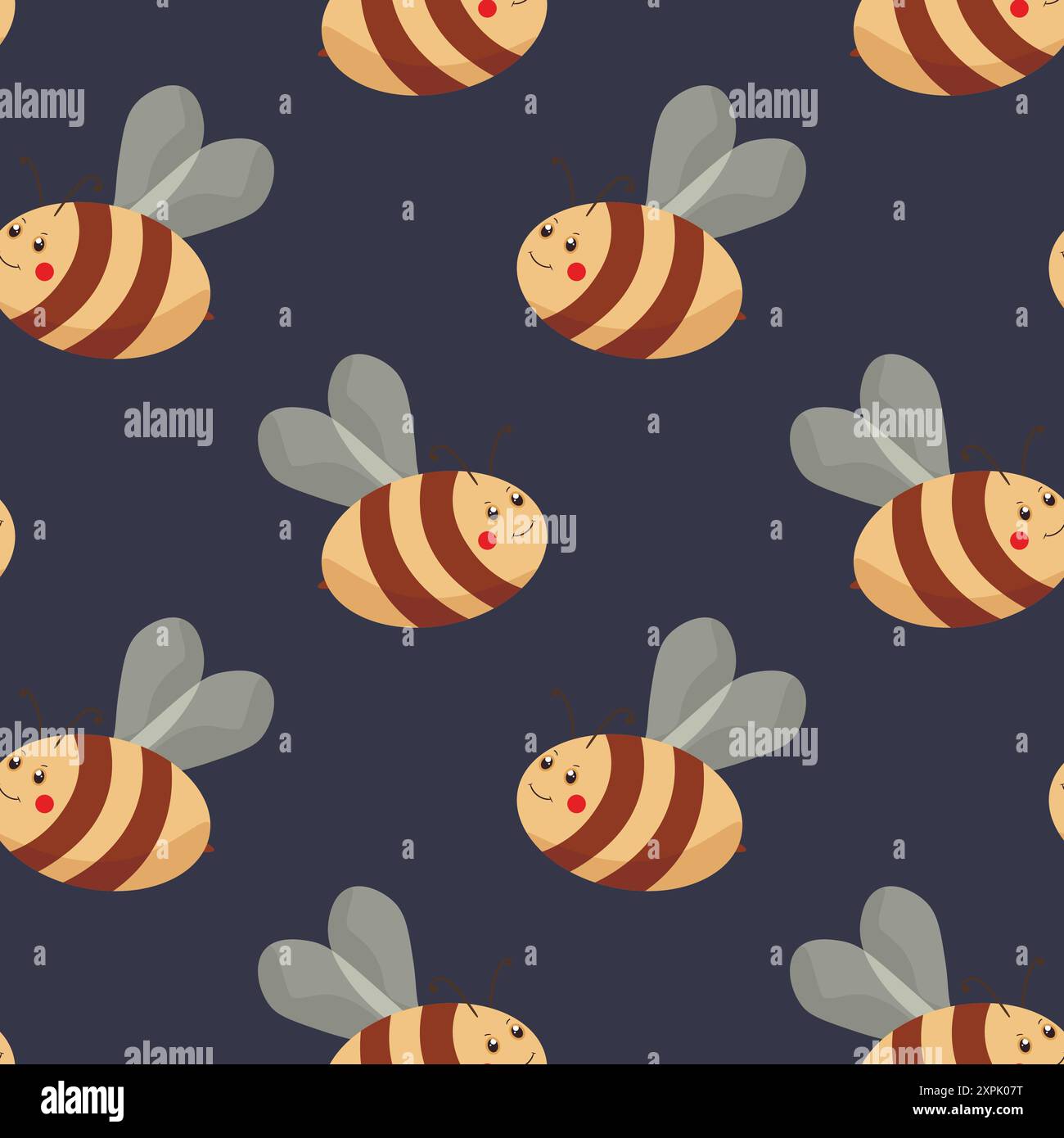 Seamless pattern with bees on color background. Small wasp. Vector ...