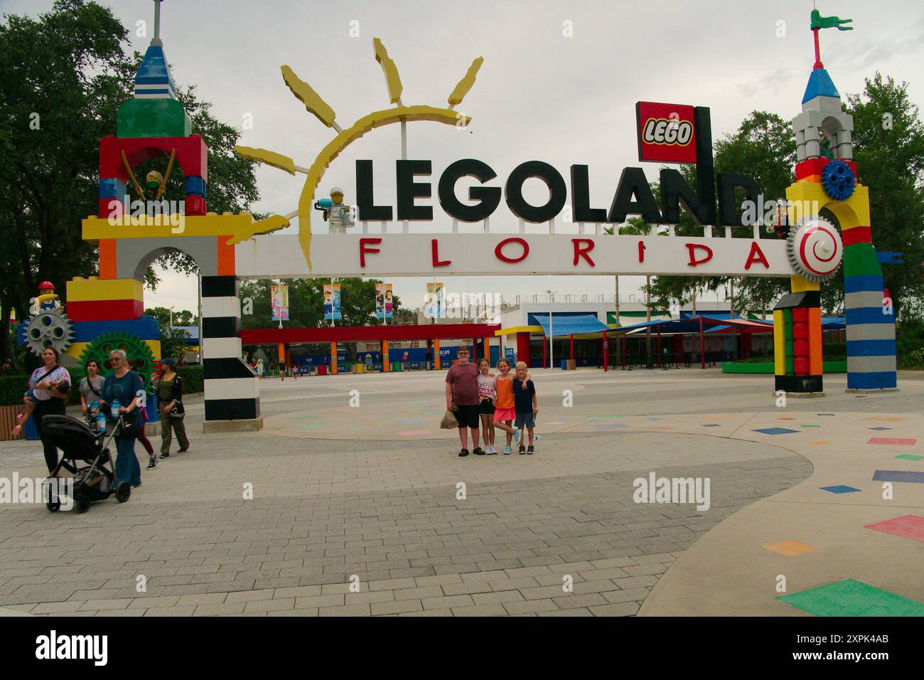 Legoland Florida Sign. Editorial Use Only July 11, 2024, Winter Haven, Florida, USA. Legoland Street sign Entrance. Stock Photo