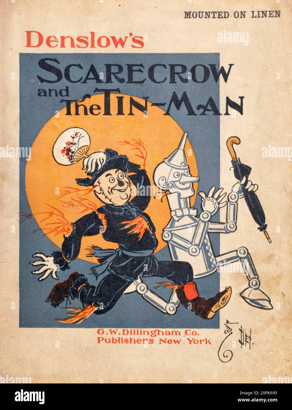 Book Cover featuring The Scarecrow and Tinman running. Vintage artwork ...