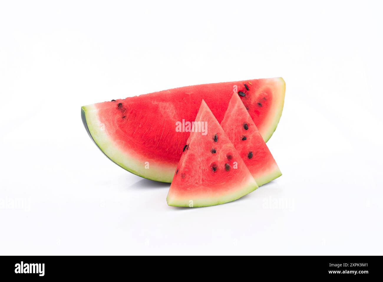Watermelon slices isolated on white background. Stock Photo