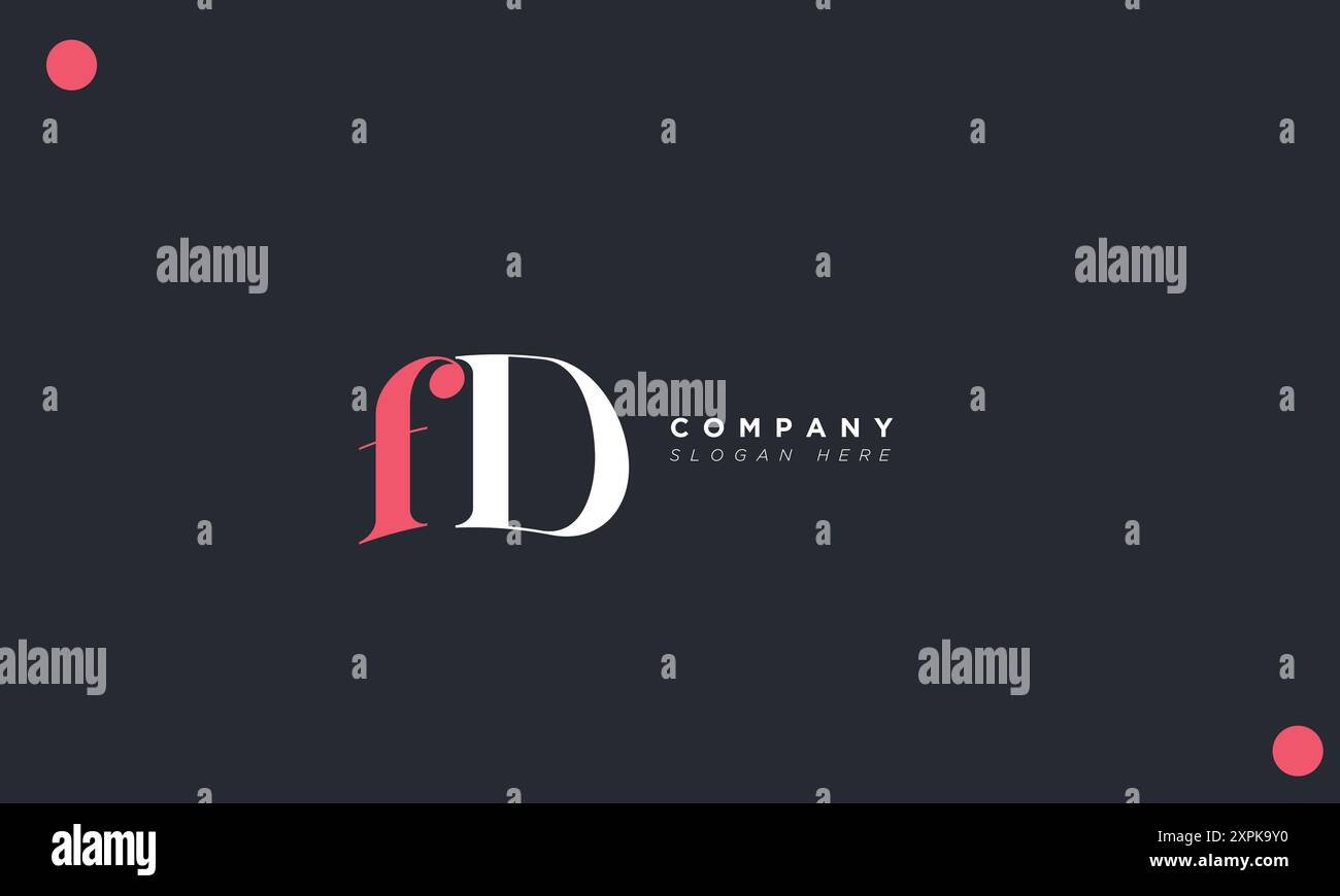 FD Alphabet letters Initials Monogram logo Stock Vector