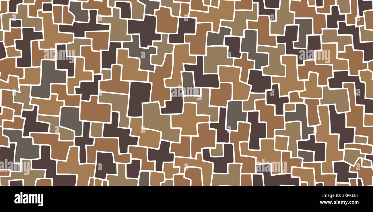 Brown mosaic labyrinth stone tile pattern background, vector paving ...