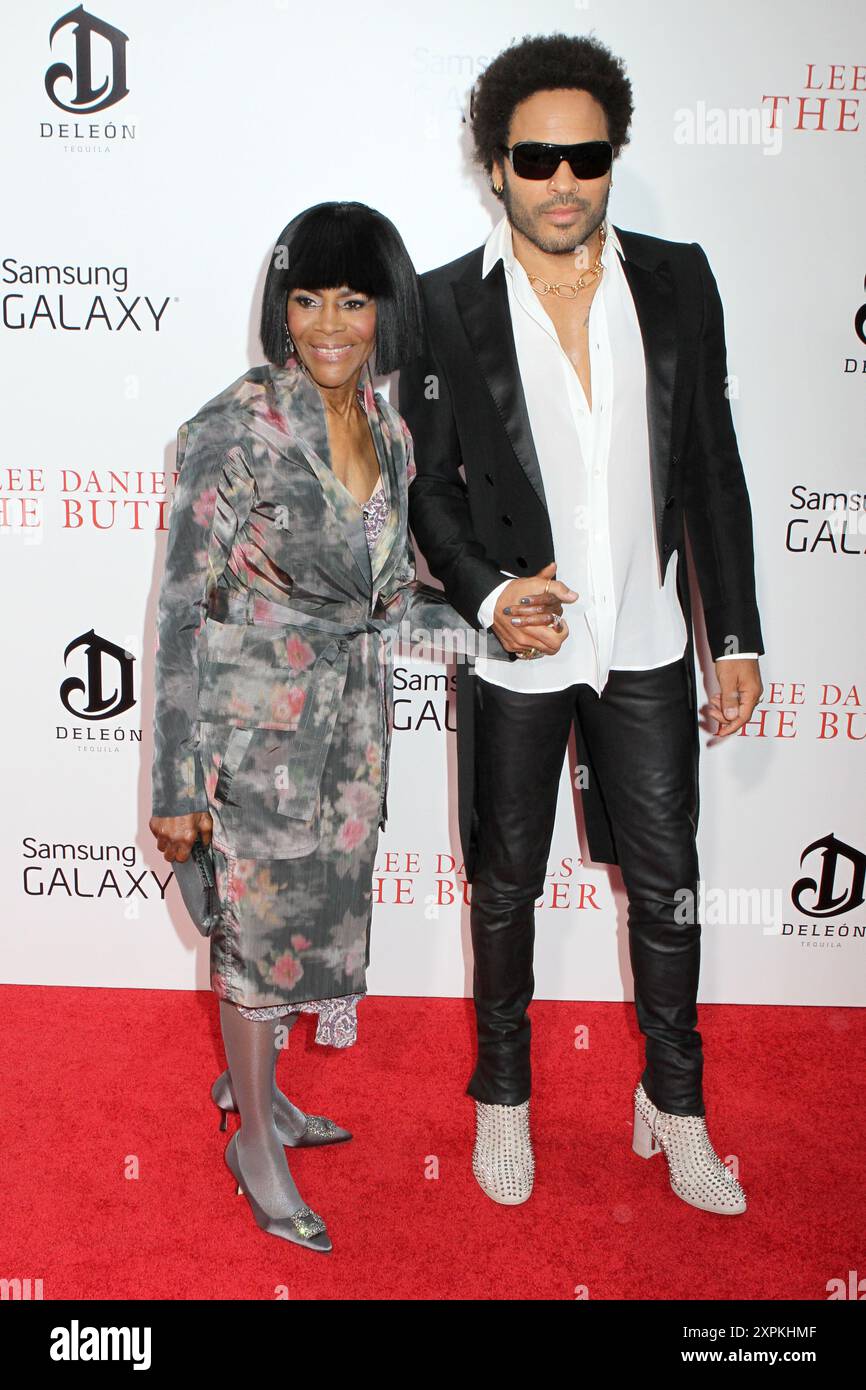 Cicely Tyson and Lenny Kravitz attend the premiere of 'The Butler' at The Ziegfeld Theater in New York City. Stock Photo