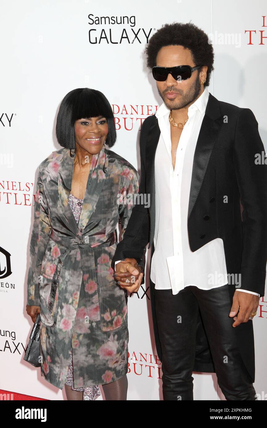 Cicely Tyson and Lenny Kravitz attend the premiere of 'The Butler' at The Ziegfeld Theater in New York City. Stock Photo