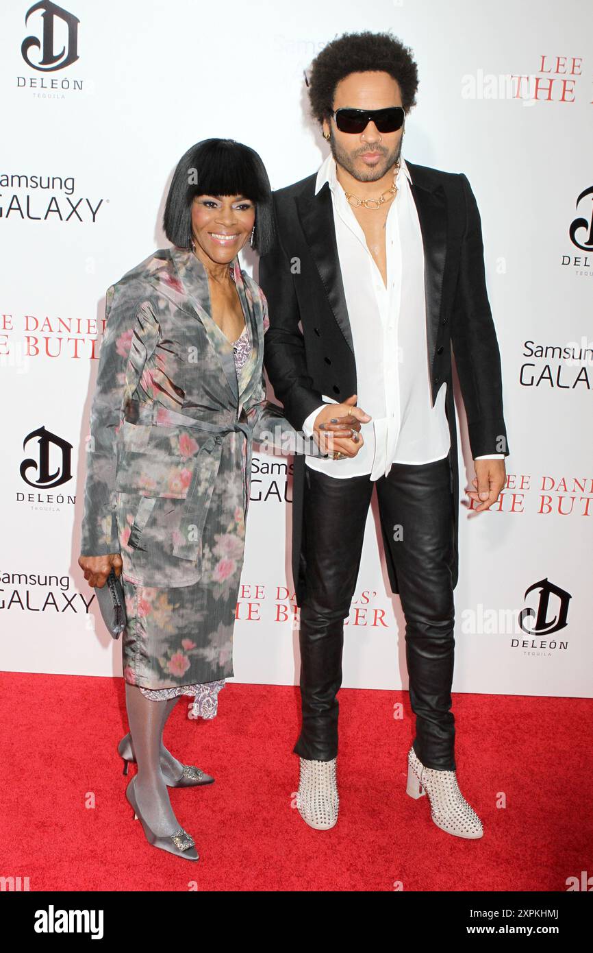 Cicely Tyson and Lenny Kravitz attend the premiere of 'The Butler' at The Ziegfeld Theater in New York City. Stock Photo