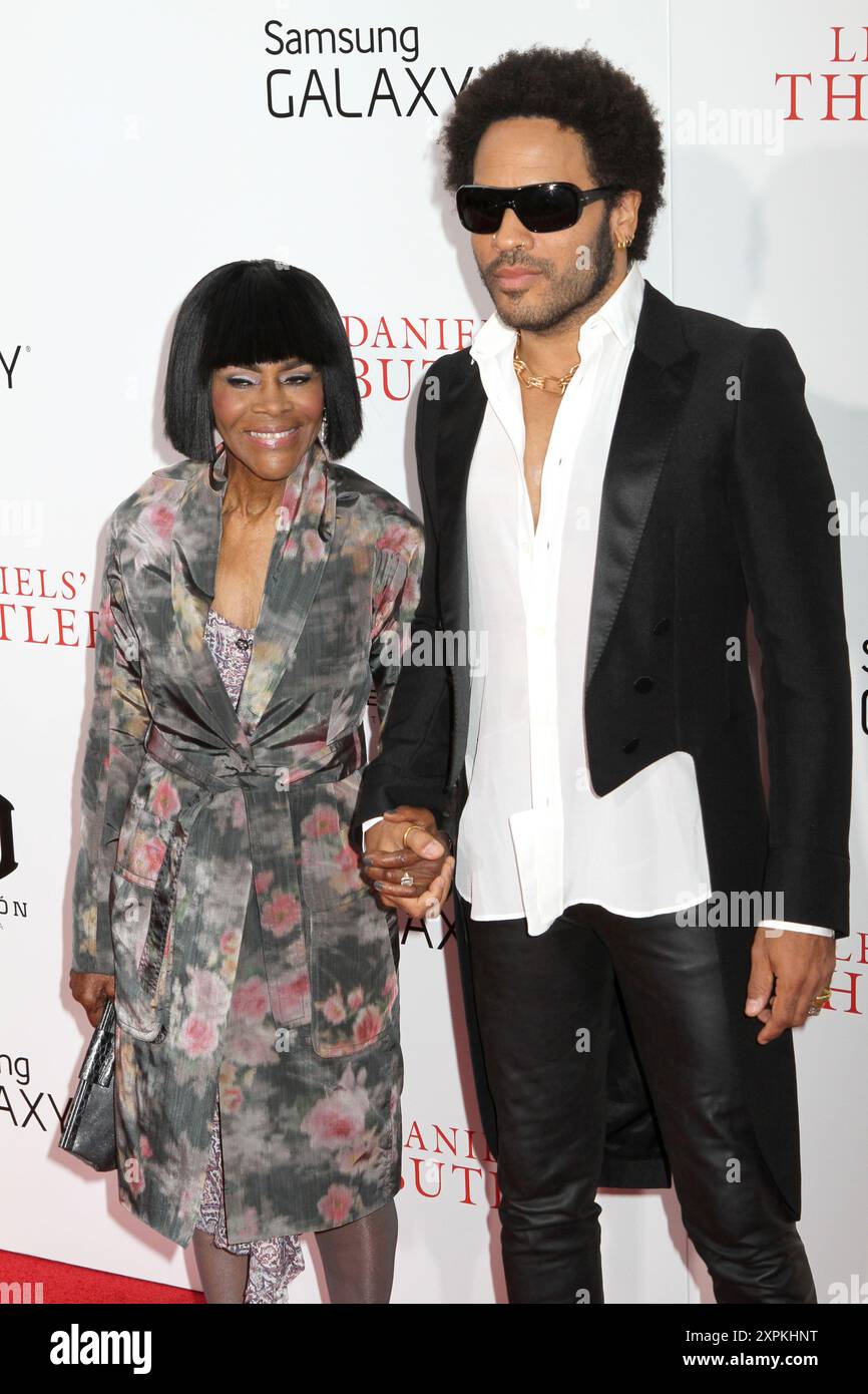 Cicely Tyson and Lenny Kravitz attend the premiere of 'The Butler' at The Ziegfeld Theater in New York City. Stock Photo