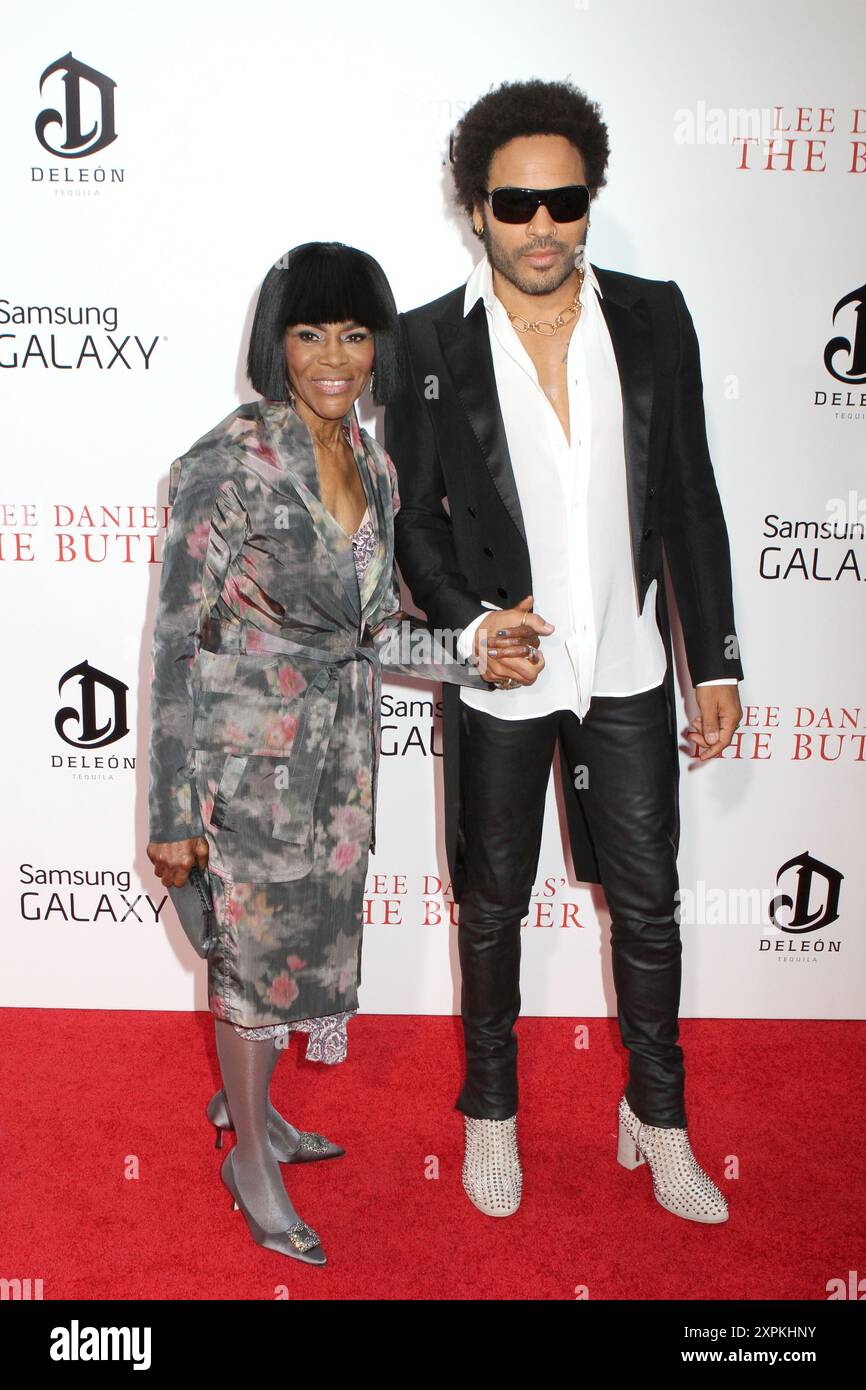 Cicely Tyson and Lenny Kravitz attend the premiere of 'The Butler' at The Ziegfeld Theater in New York City. Stock Photo