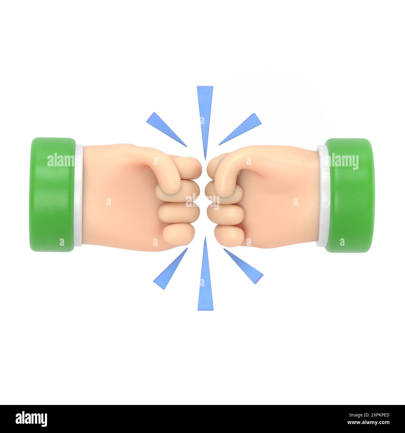 Cartoon Gesture Icon Mockup.Two fists clenched in a dispute. Disagreements of businessmen. Business conflict pictogram,debate,3D rendering on white ba Stock Photo