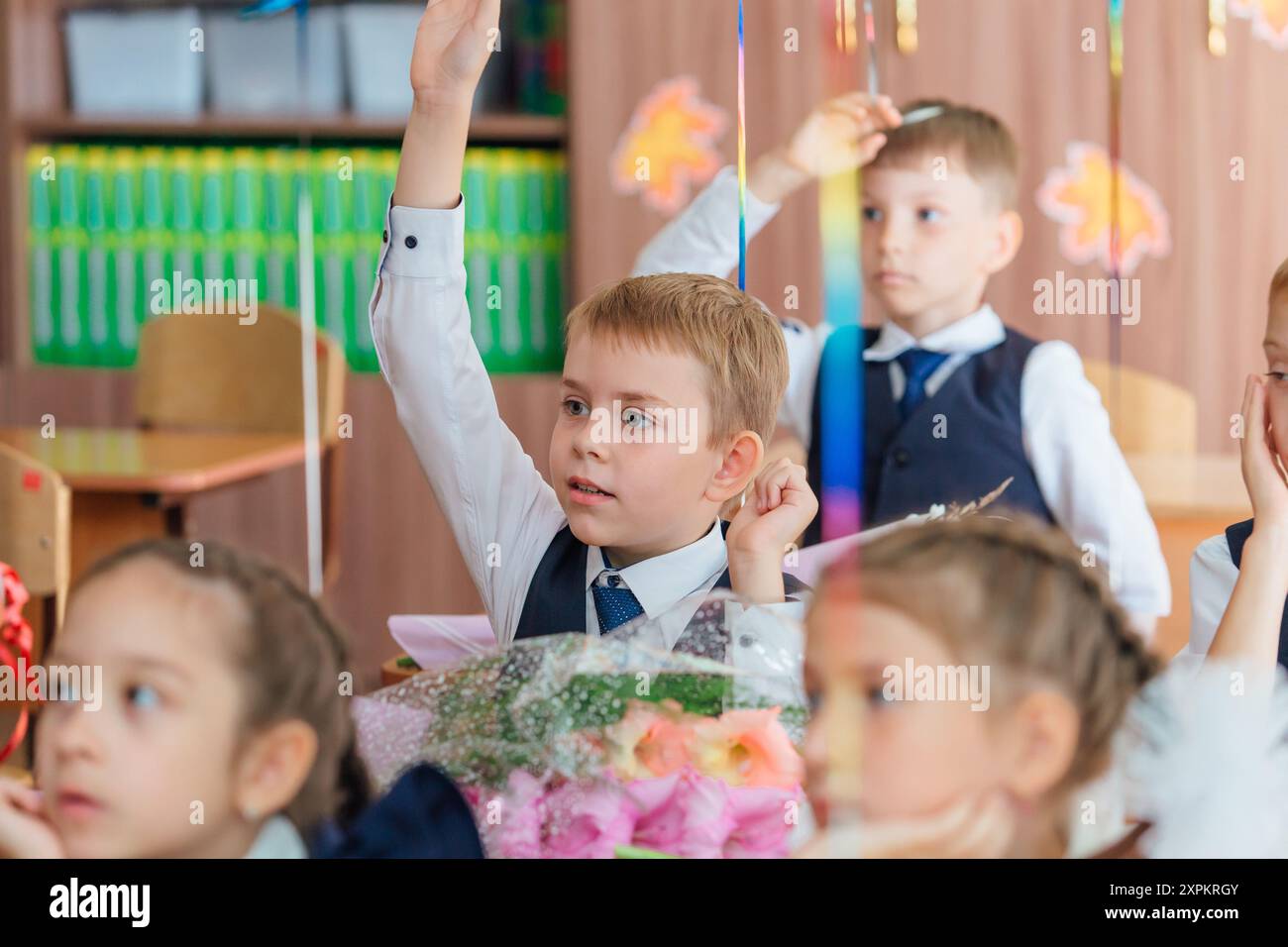 Russi First Class NOVOKUZNETSK, KEMEROVO REGION, RUSSIA - SEP, 1, 2022: First-grade ...
