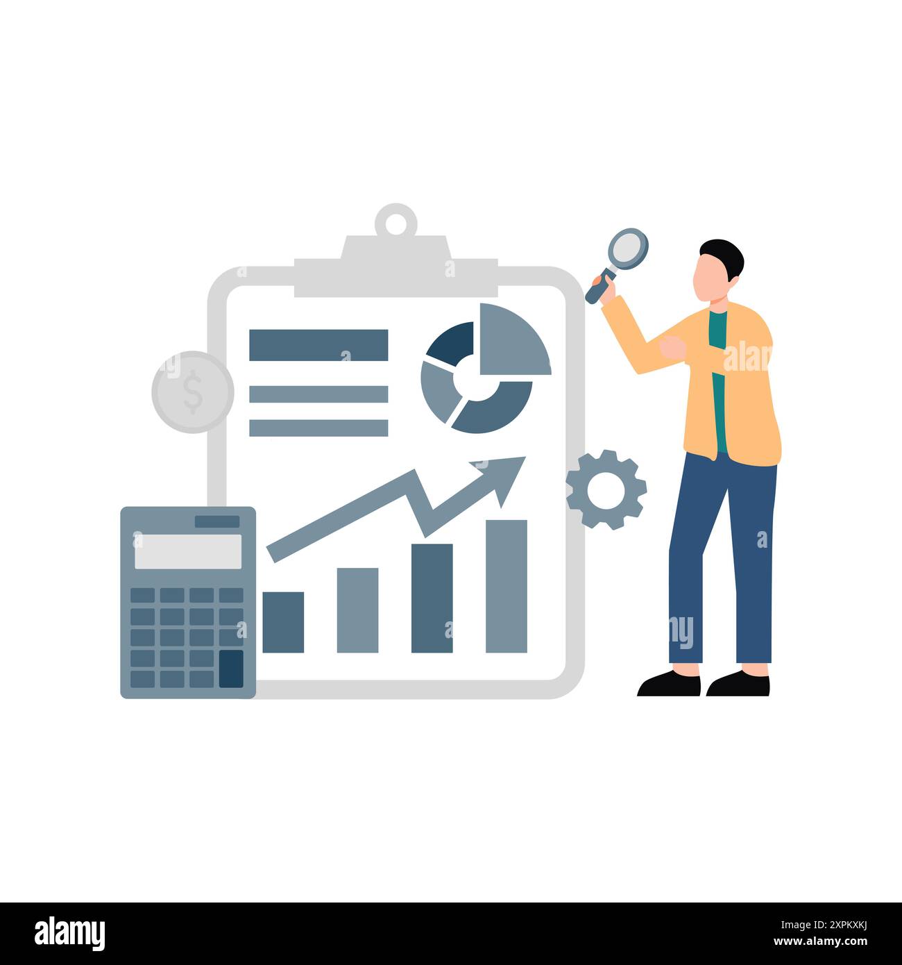 The boy is working on a graph report. Stock Photo