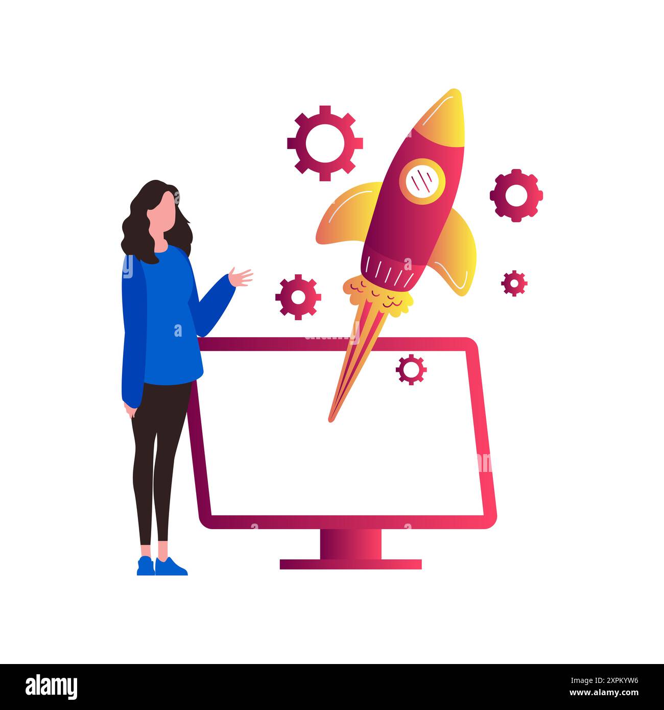 Startup concept rocket launch Cut Out Stock Images & Pictures - Alamy