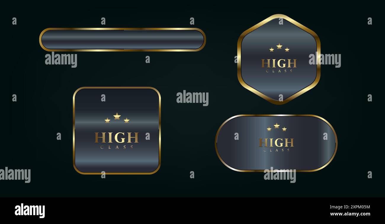 Set of Four different shapes Luxury Circle button, gold, premium ...