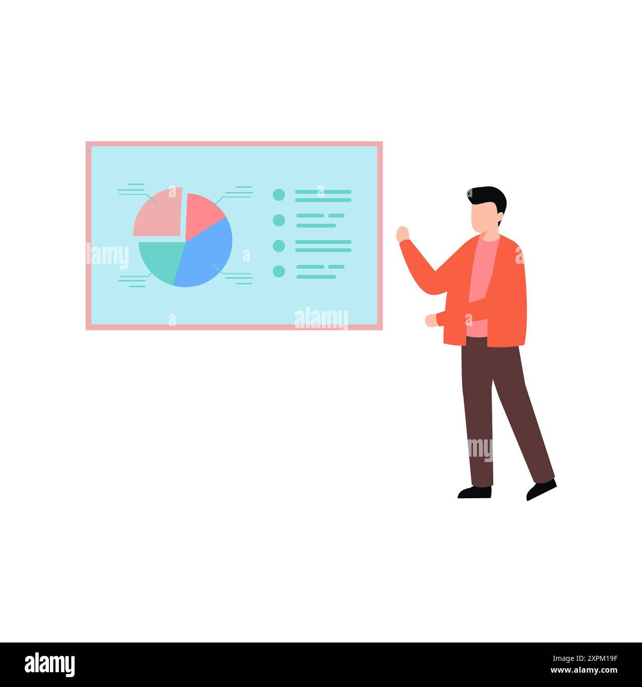 The boy is working on a business chart. Stock Photo