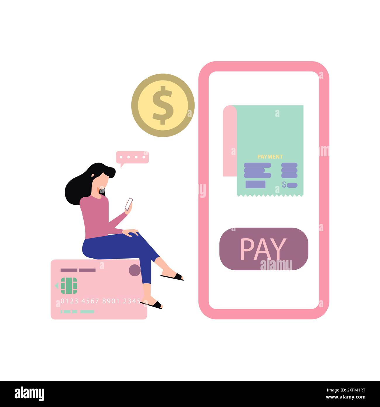 Girl paying bill online Stock Photo Alamy
