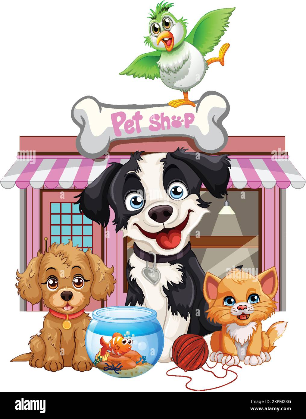 Cute pets in front of a pet shop Stock Vector Image & Art - Alamy