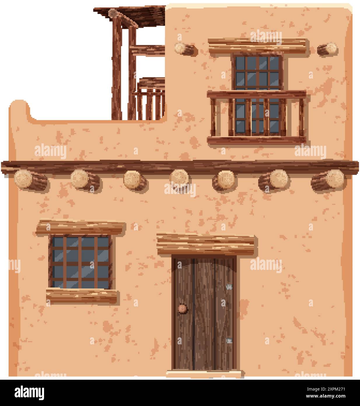 Rustic adobe house with wooden accents Stock Vector Image & Art - Alamy