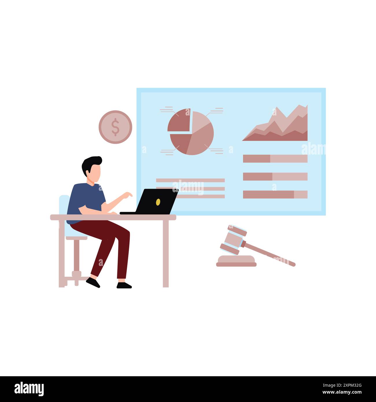 The boy is working on a chart graph. Stock Photo