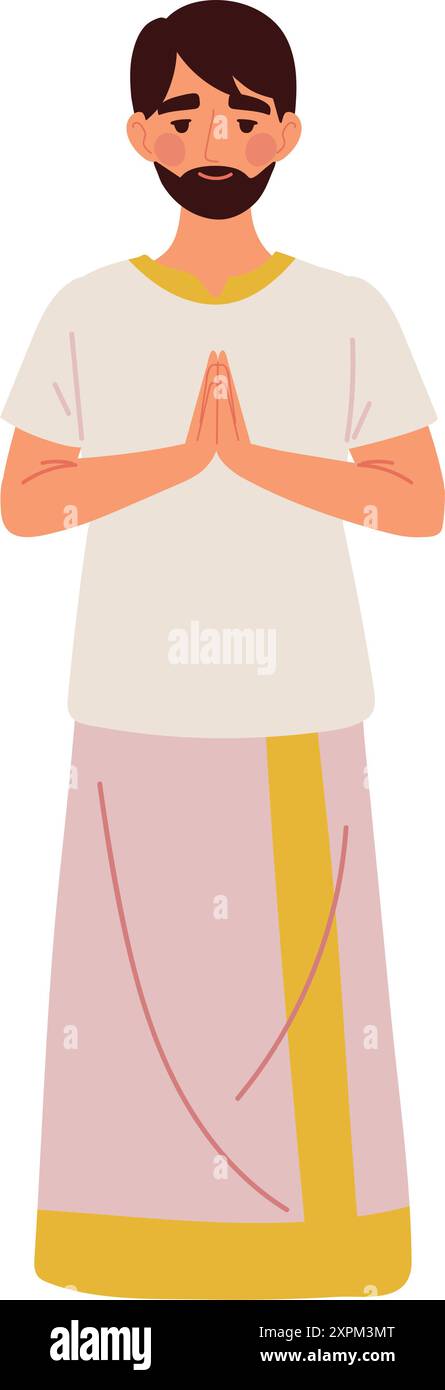 hindu man making namaste greeting Stock Vector