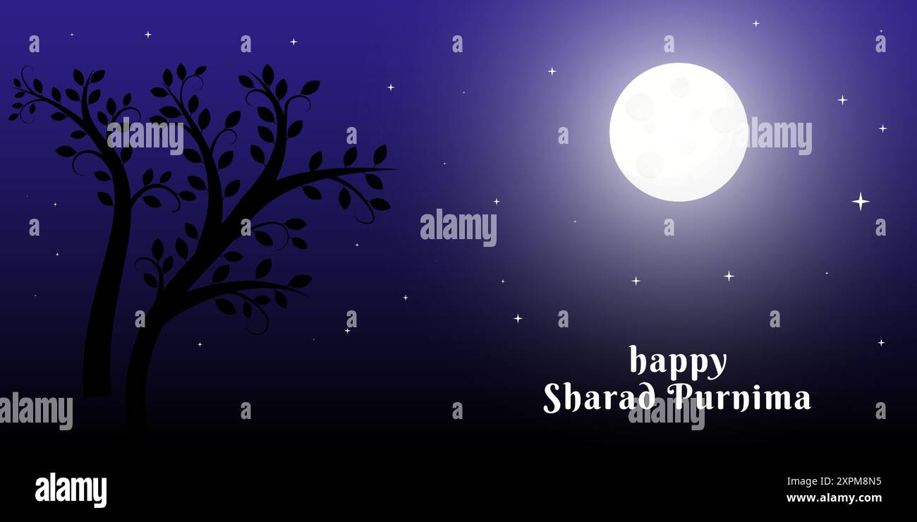 happy sharad purnima festival horizontal banner illustration Stock ...