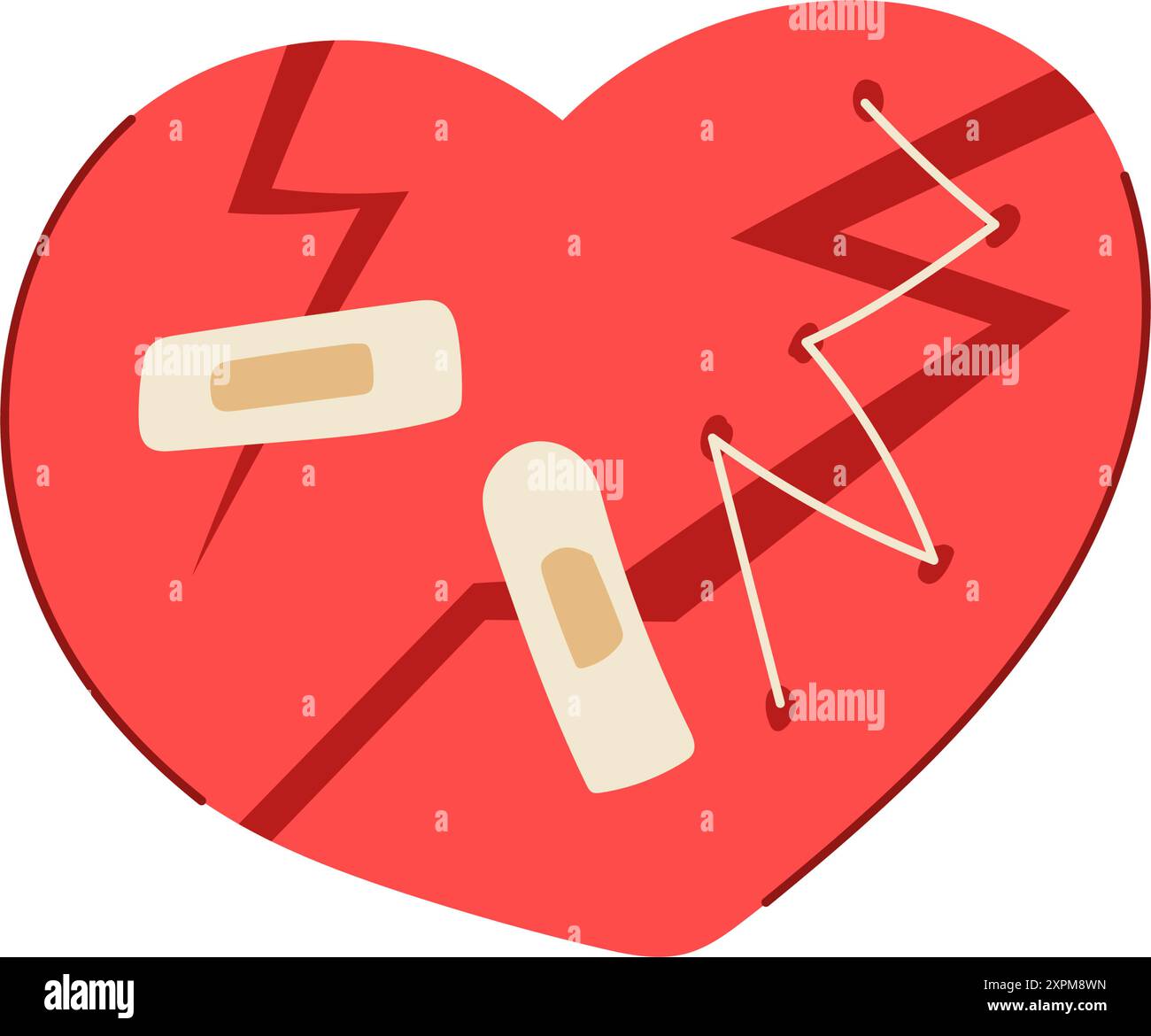 red heart broken cartoon vector illustration Stock Vector Image & Art ...