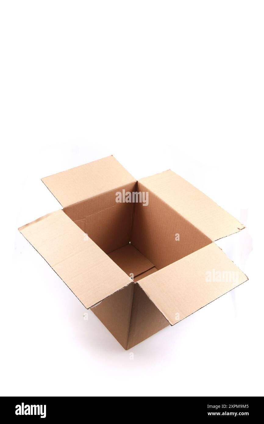 empty open cardboard box isolated on the white background Stock Photo ...