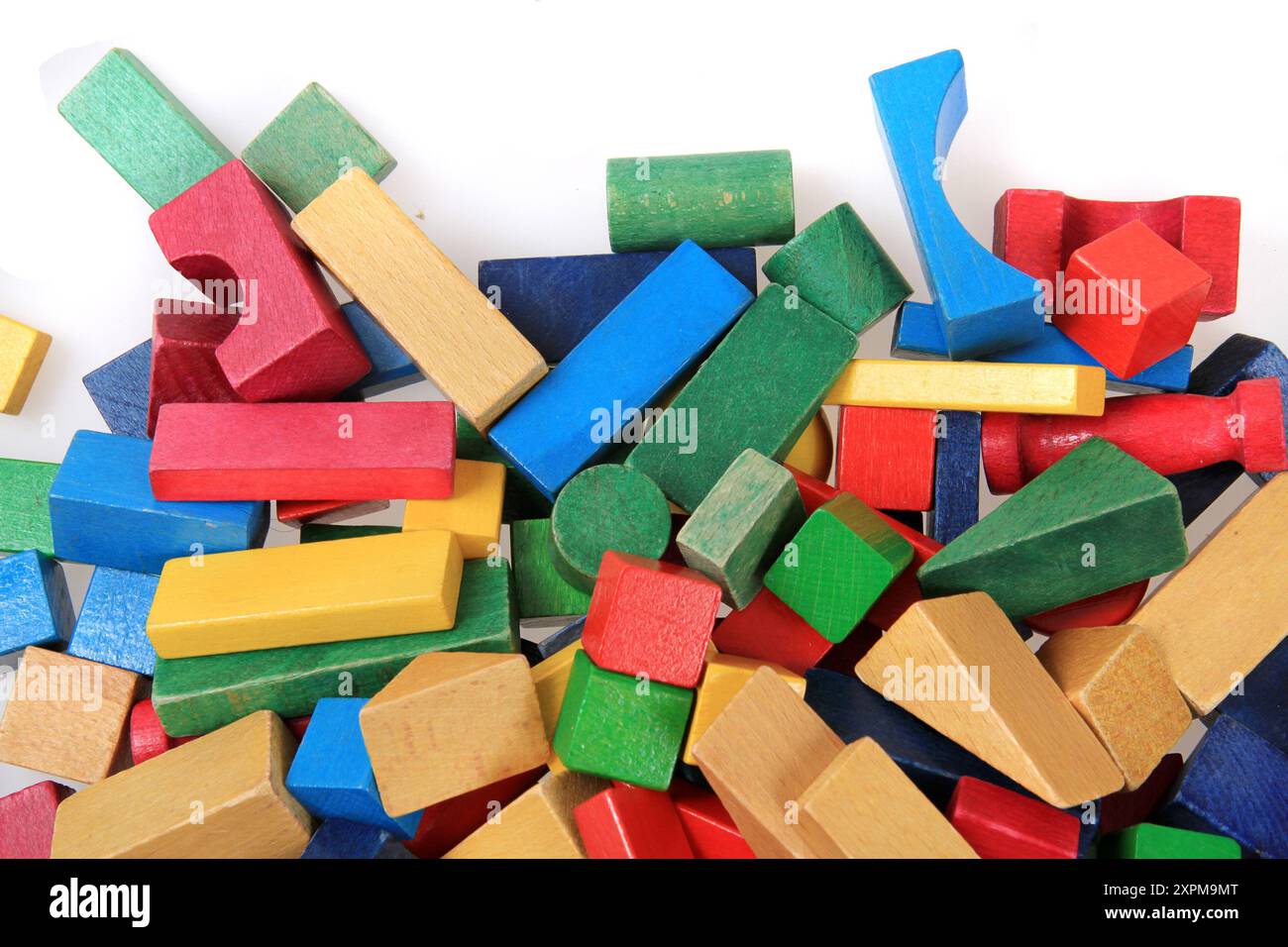 wooden color 3d shapes toys isolated on the white background Stock ...