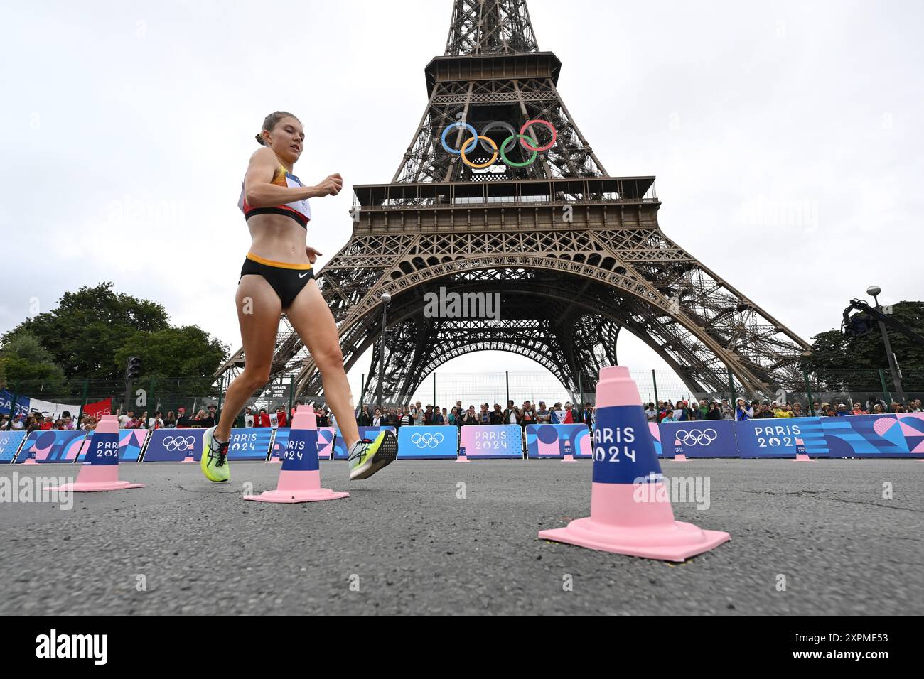 Paris, France. 07th Aug, 2024. Olympics, Paris 2024, athletics, walking relay, mixed, Germany's Saskia Feige is on her way. Credit: Sven Hoppe/dpa/Alamy Live News Stock Photo