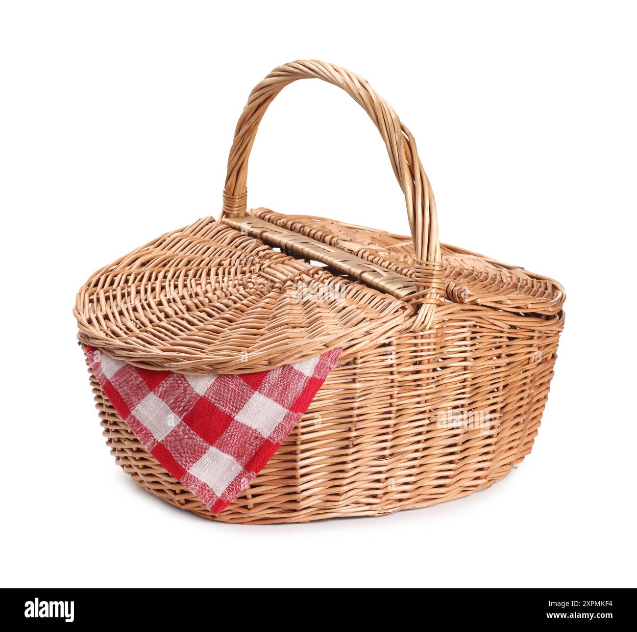 One picnic wicker basket isolated on white Stock Photo - Alamy