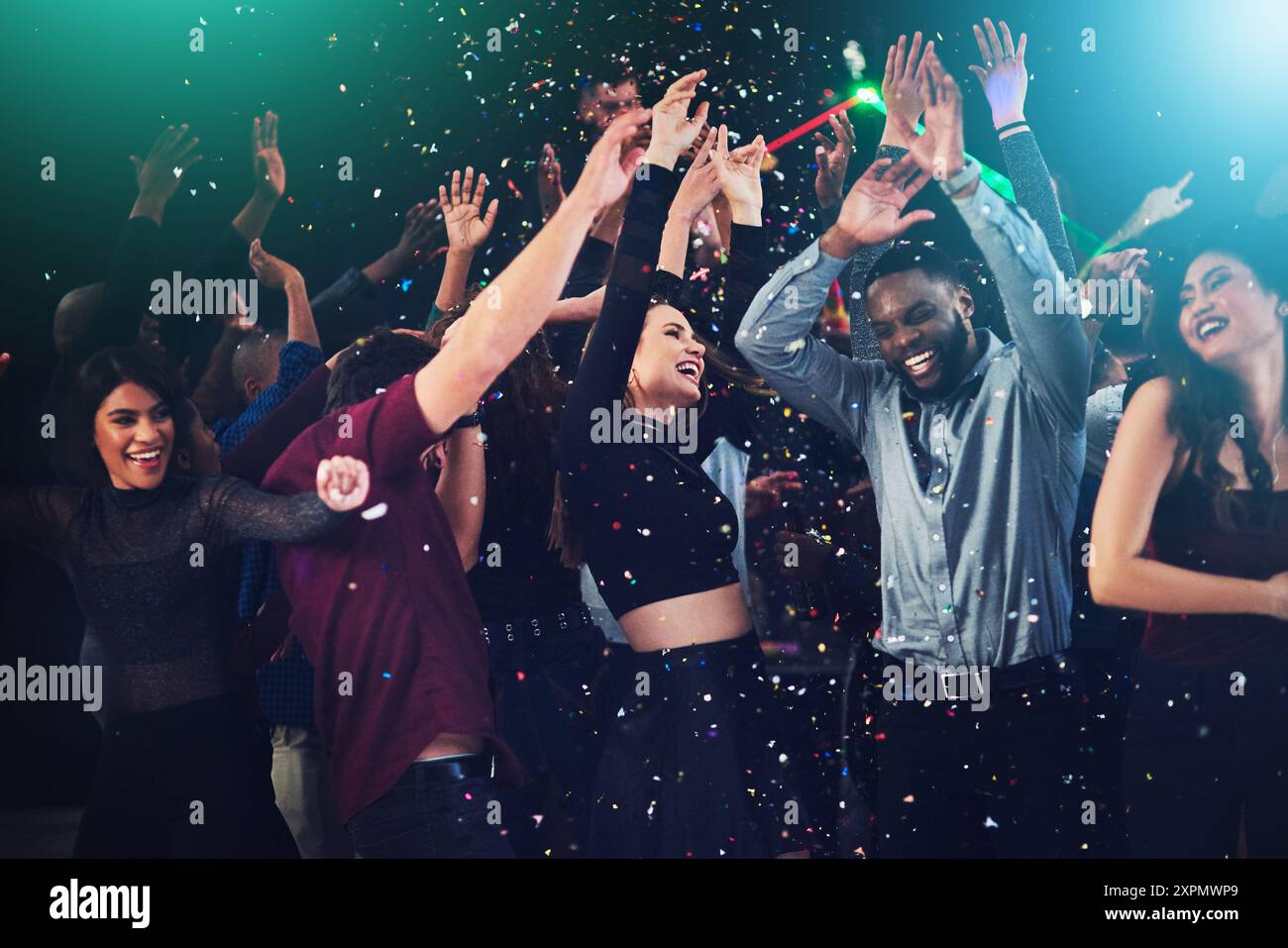 Night club crowd confetti hi-res stock photography and images - Alamy
