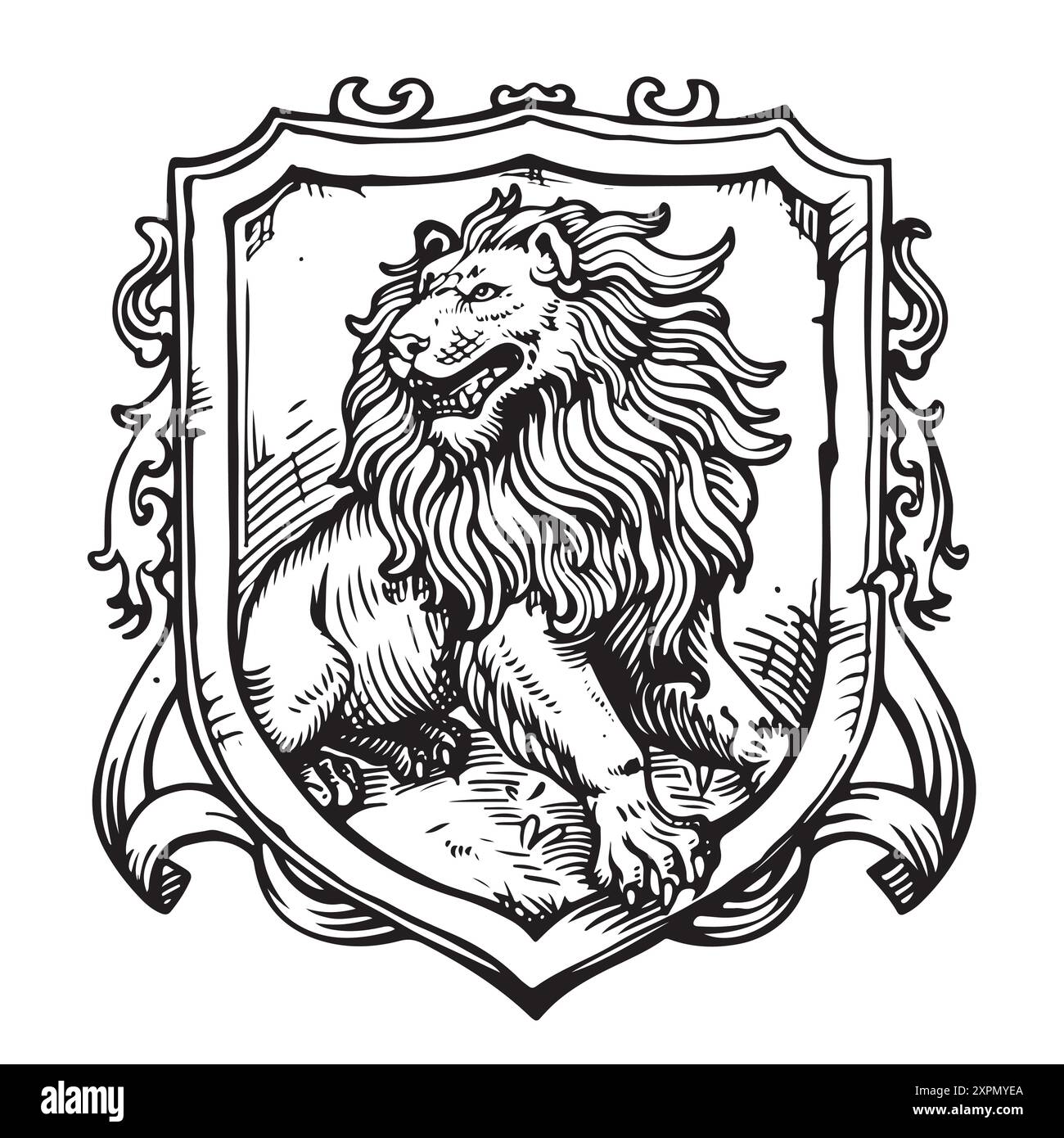 Lion Heraldry Logo Design Inspiration Stock Vector