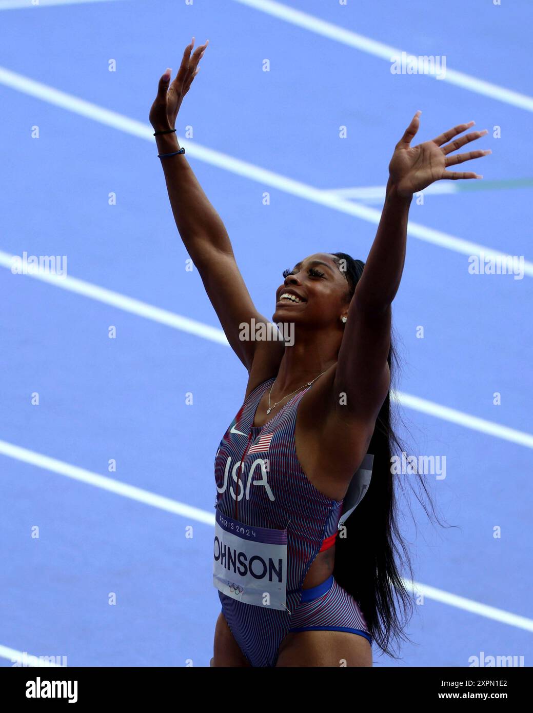 Lay Lay Johnson August 7, 2024, Paris, Ile de France, France: Alaysha JOHNSON (USA) in ...