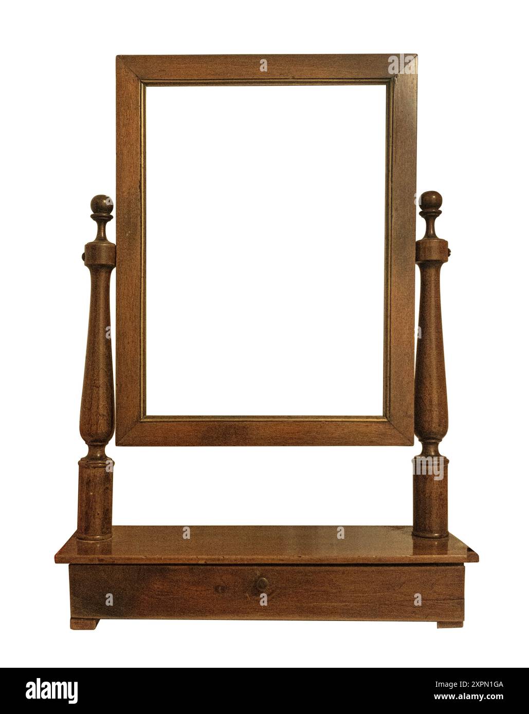 Antique Classic Old Vintage Wooden Rectangle ornate mockup  frame isolated on white. with clipping path Stock Photo