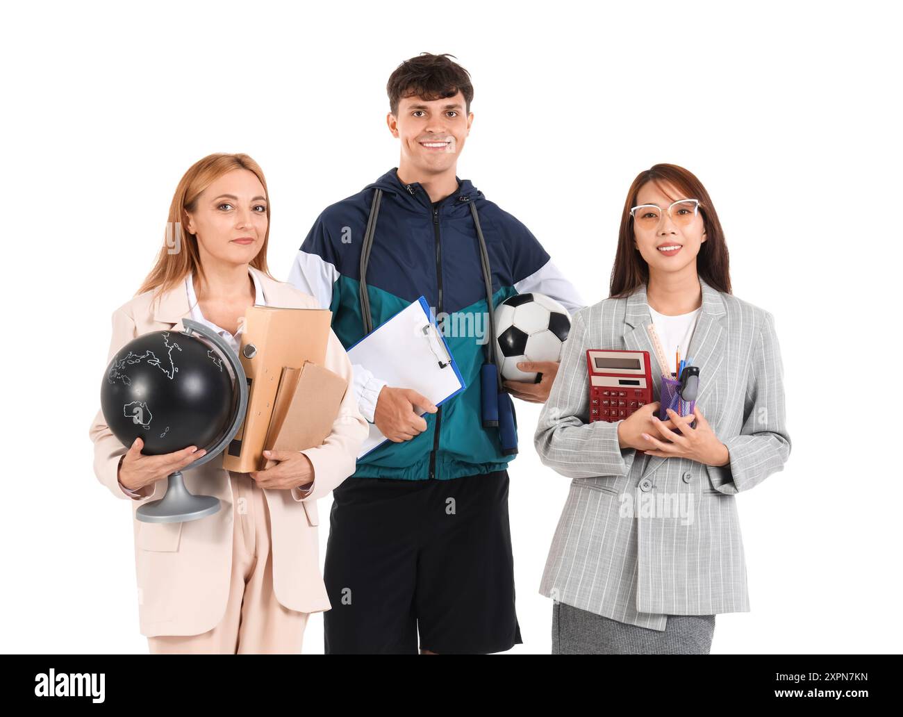 Group of teachers on white background Stock Photo