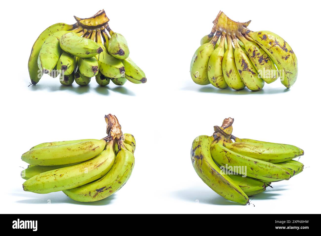 Set of bunch bananas isolated on white background, clipping path included. Stock Photo