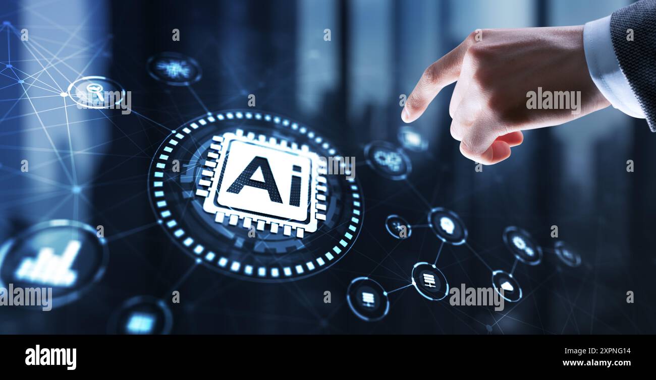 AI Artificial Intelligence concept. Technology learning Stock Photo