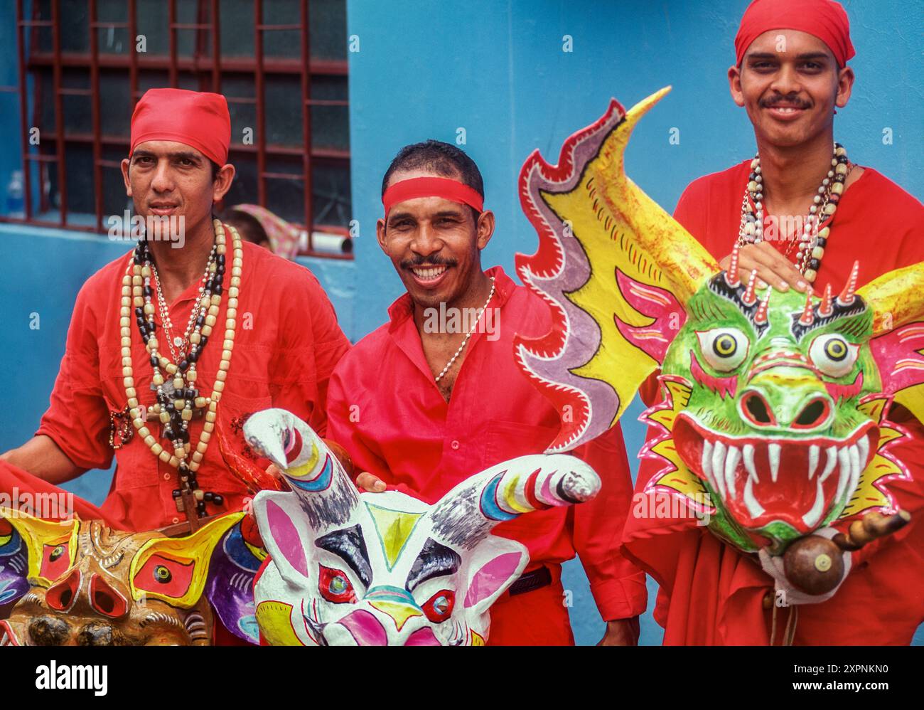 Devil dancers or Diablos De Yare during Corpus Christi celebration in ...